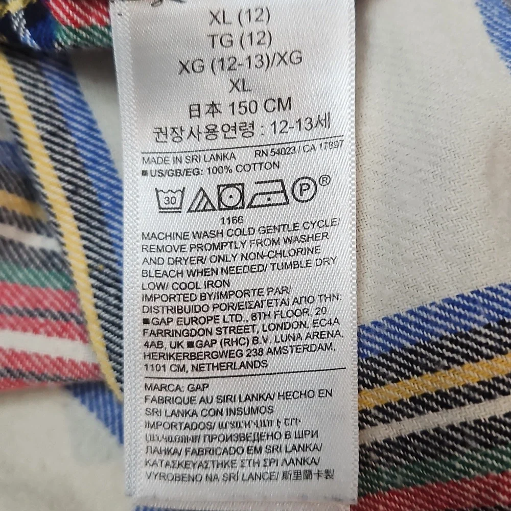 Gap Kids Flannel Button Front Shirt Boys XL (12) Plaid Cotton